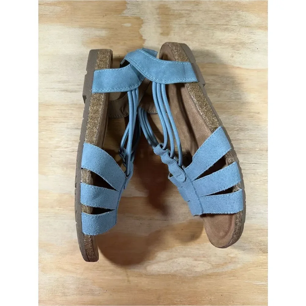 Earth Origins Laney Light Blue Suede Slingback Sandals Women’s Size 8.5